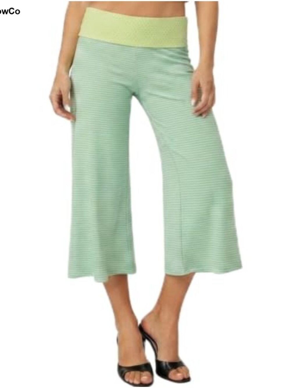 Y2K Fold Over Capri Pants Wide Leg Gaucho Low Rise